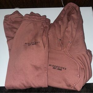 MISSGUIDED Hoodie and Pants Matching Set Pink Size 4